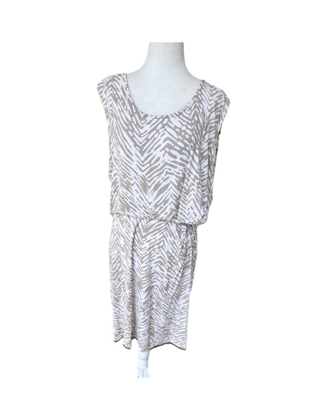 Ann Taylor Loft Women XL Dress Knit Sleeveless Knot Waist Animal Zebra Print